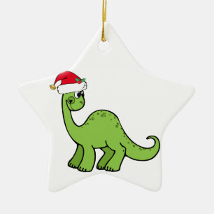 緑のクリスマスは恐竜サンタをからかいます セラミックオーナメント