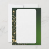 緑のクリスマスイメージと金のクリスマスツリー 招待状 (裏面)
