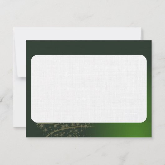 緑のクリスマスイメージと金のクリスマスツリー 招待状 (裏面)