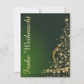 緑のクリスマスイメージと金のクリスマスツリー 招待状 (正面)