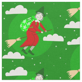 緑のクリスマスウィッチbefana broomrider spookmas ファブリック