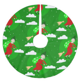 緑のクリスマスウィッチbefana broomrider spookmas ブラッシュドポリエステルツリースカート