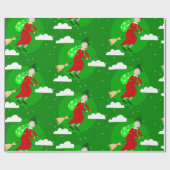 緑のクリスマスウィッチbefana broomrider spookmas ラッピングペーパー (フラット)