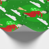 緑のクリスマスウィッチbefana broomrider spookmas ラッピングペーパー (角)