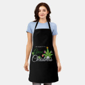 緑のクリスマスウィードシャツ エプロン (着用した状態)