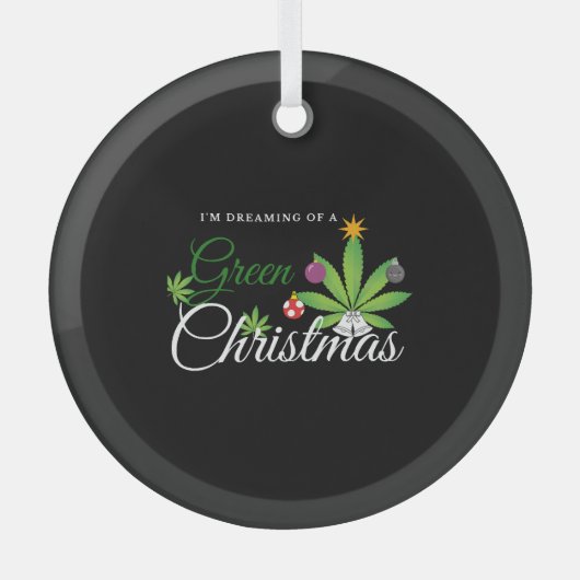 緑のクリスマスウィードシャツ ガラスオーナメント (正面)