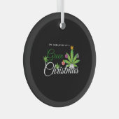 緑のクリスマスウィードシャツ ガラスオーナメント (正面右)