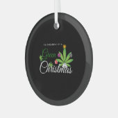 緑のクリスマスウィードシャツ ガラスオーナメント (正面左)