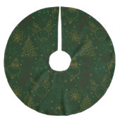 緑のクリスマスオーナメント、きらめき、グリッター ブラッシュドポリエステルツリースカート (正面)