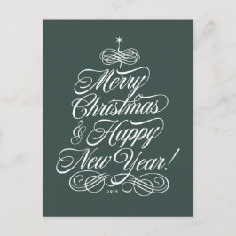 緑のクリスマスカードをスクリプト シーズンポストカード