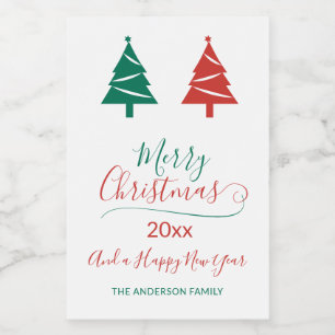 緑のクリスマスツリーとメリークリスマス フードラベル