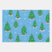 緑のクリスマスツリーと落雪の青 ラッピングペーパーシート (正面2)