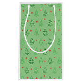 緑のクリスマスツリーと赤い星デザイン スモールペーパーバッグ (正面)