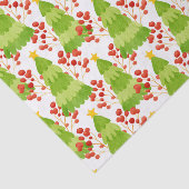 緑のクリスマスツリーと赤い果実 薄葉紙 (詳細)