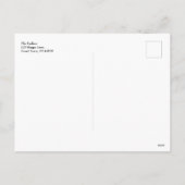 緑のクリスマスツリーと赤い雪片パターン シーズンポストカード (裏面)