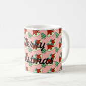 緑のクリスマスツリーと赤と緑のベル コーヒーマグカップ (正面右)