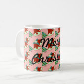 緑のクリスマスツリーと赤と緑のベル コーヒーマグカップ (正面左)