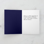 緑のクリスマスツリーと青いカーテン: カード (内部)