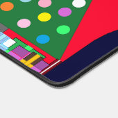 緑のクリスマスツリーと青いカーテン: デスクマット (コーナー)