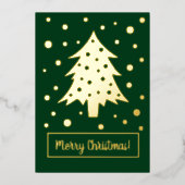 緑のクリスマスツリーとXmasの休暇をあなたの言葉で 箔シーズンカード (正面)