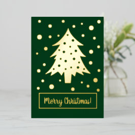 緑のクリスマスツリーとXmasの休暇をあなたの言葉で 箔シーズンカード