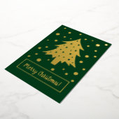 緑のクリスマスツリーとXmasの休暇をあなたの言葉で 箔シーズンカード (回転した状態)