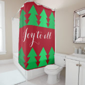 緑のクリスマスツリーのかわいい列ジョイレッド シャワーカーテン (インサイチュ)