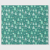 緑のクリスマスツリーのギフトラッピング紙 ラッピングペーパー (フラット)