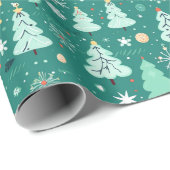 緑のクリスマスツリーのギフトラッピング紙 ラッピングペーパー (ロールコーナー)
