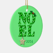 緑のクリスマスツリーのレトロにNOEL セラミックオーナメント (右)