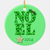 緑のクリスマスツリーのレトロにNOEL セラミックオーナメント (裏面)