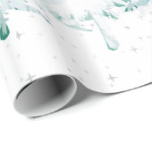 緑のクリスマスツリーの雪の荷を積んだ白 ラッピングペーパー (ロールコーナー)