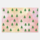 緑のクリスマスツリーカラフルの空の背景 ラッピングペーパーシート (正面)