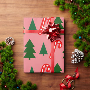 緑のクリスマスツリークリスマススティック ラッピングペーパー