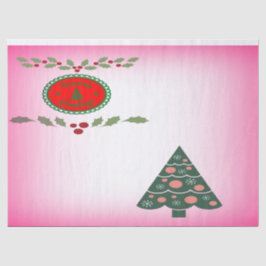 緑のクリスマスツリーグリーンホリーパターン 薄葉紙