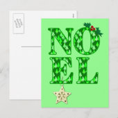 緑のクリスマスツリーパターンのNOEL シーズンポストカード (正面/裏面)