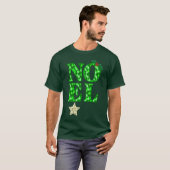 緑のクリスマスツリーパターンのNOEL Tシャツ (正面フル)