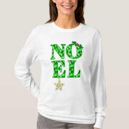 緑のクリスマスツリーパターンのNOEL Tシャツ