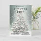 緑のクリスマスツリー カラフルなオーナメント 白い雪 招待状 (スタンド正面)