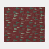 緑のクリスマスツリー フリースブランケット (正面(横))