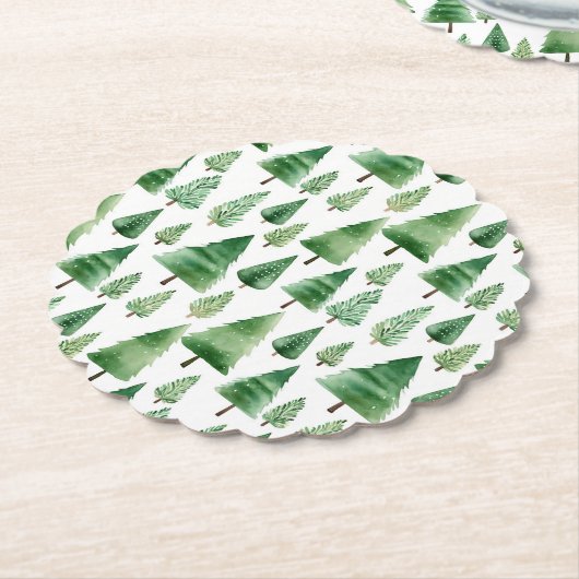 緑のクリスマスツリー ペーパーコースター (アングル)