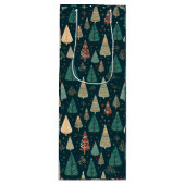 緑のクリスマスツリー ワインギフトバッグ (正面)