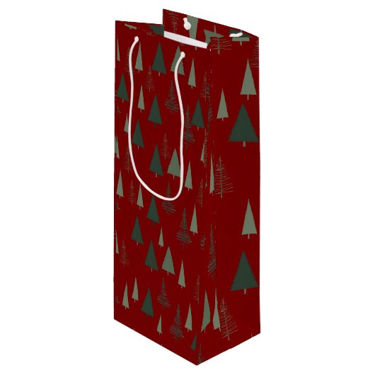 緑のクリスマスツリー ワインギフトバッグ (正面アングル)
