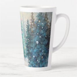 緑のクリスマスツリー 冬の森 カフェラテマグ