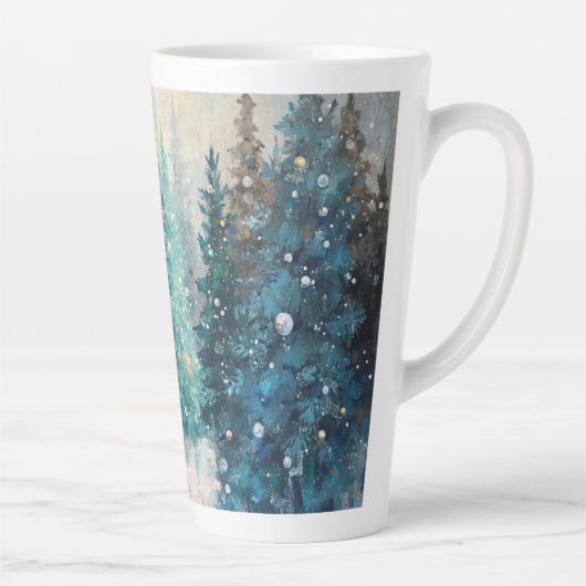 緑のクリスマスツリー 冬の森 カフェラテマグ (右)
