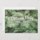 緑のクリスマスツリー 松の木のホリデーパーティー招待状 招待状 (正面)