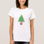 緑のクリスマスツリー 赤 2017 ホリデーTシャツ Tシャツ (正面)