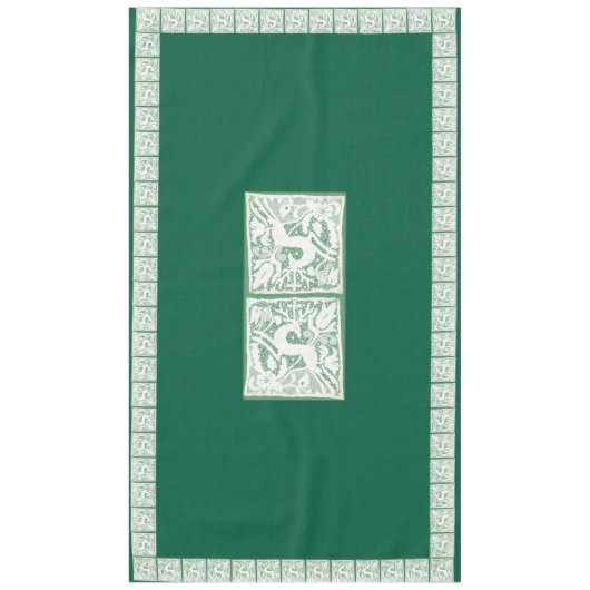 緑のクリスマストインデナーレース60インチx 104インチ テーブルクロス (正面)