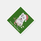 緑のクリスマスハスキー スタンダードカクテルナプキン (角)