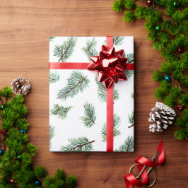 緑のクリスマスパインの木 ラッピングペーパー